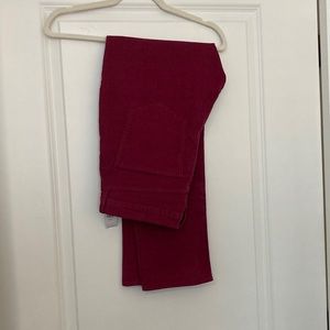 GAP cigarette high rise berry red corduroy pants size 12/31 Long NWT